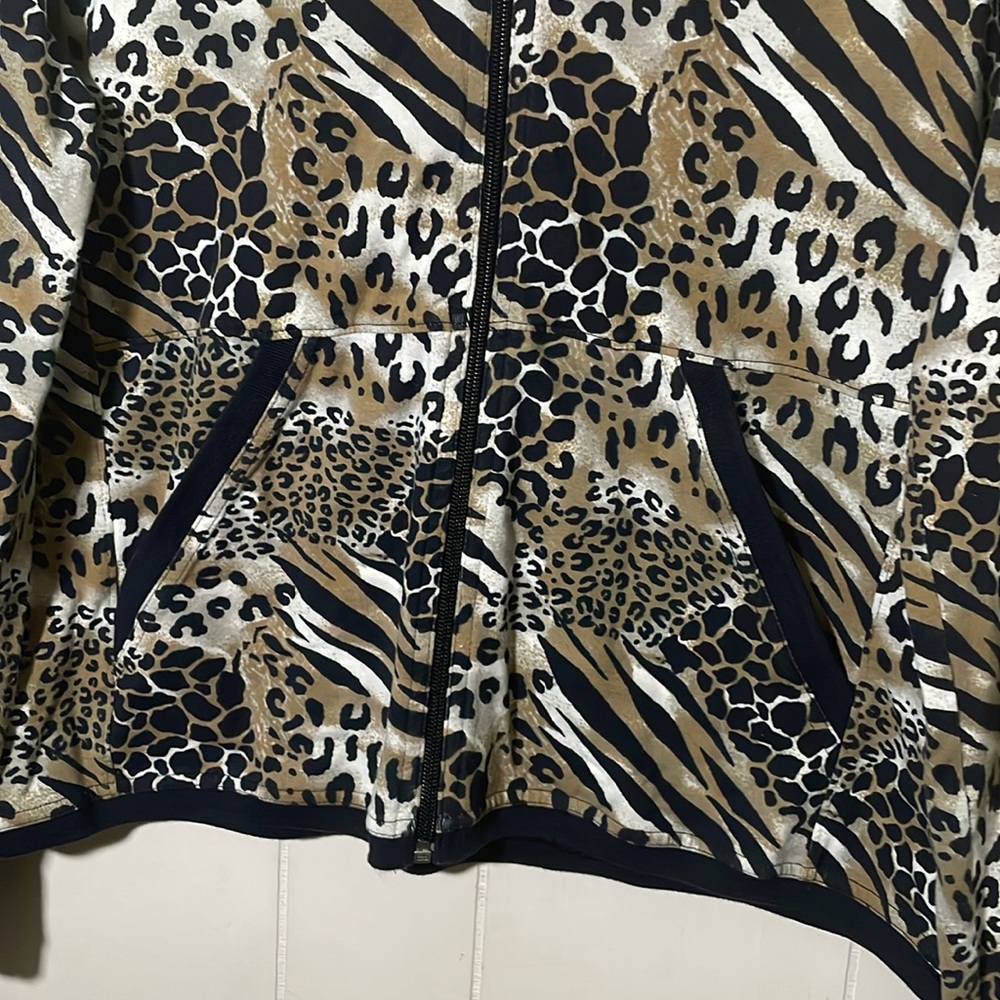 Kim Rogers Zibra And Leopard Print Lightweight Zip Up Jacket - Picture 2 of 5